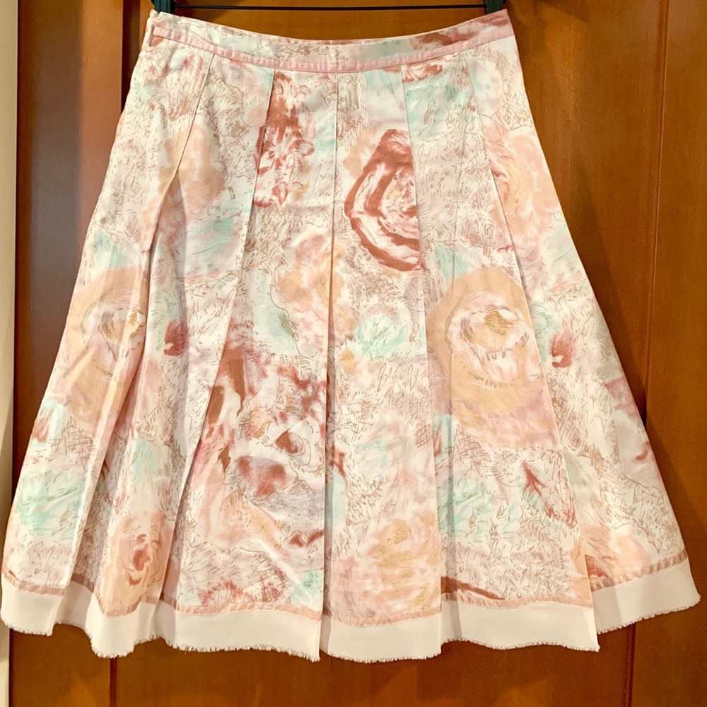 Vintage Anthropologie Odille pleated pink pleated skirt